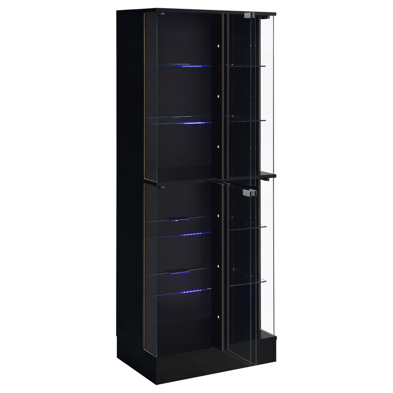 Cabra 4-door LED Curio Display Cabinet Black High Gloss - detail 5