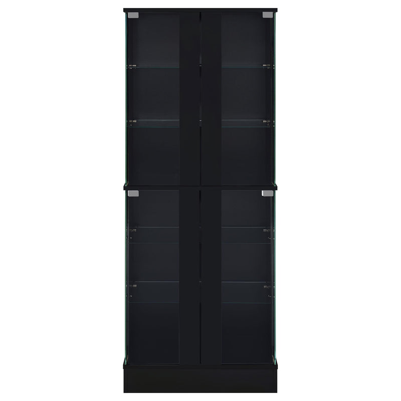 Cabra 4-door LED Curio Display Cabinet Black High Gloss - detail 6