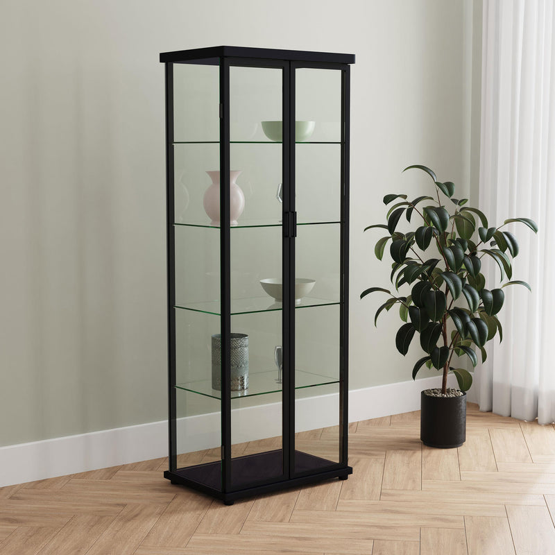 Carrillo LED 4-Shelf Glass Curio Display Cabinet Black
