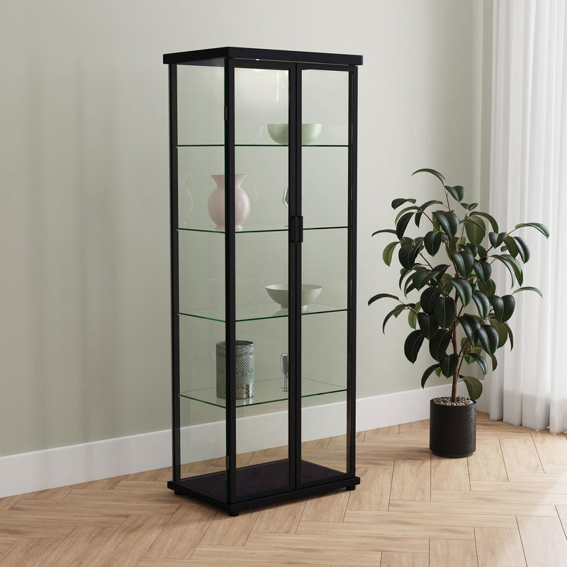 Carrillo LED 4-Shelf Glass Curio Display Cabinet Black - alternate view