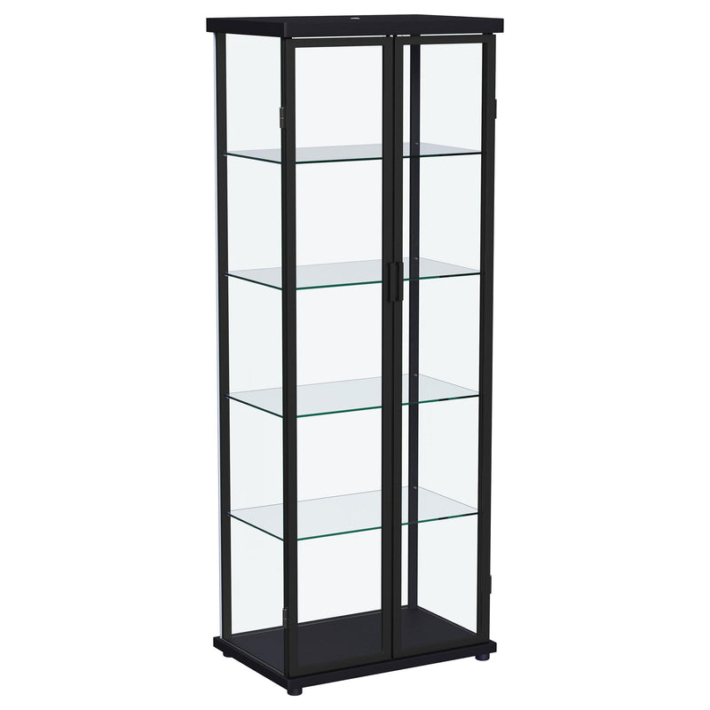 Carrillo LED 4-Shelf Glass Curio Display Cabinet Black - detail 3