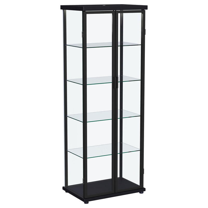 Carrillo LED 4-Shelf Glass Curio Display Cabinet Black - detail 4