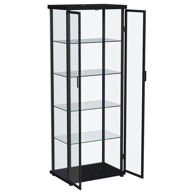 Carrillo LED 4-Shelf Glass Curio Display Cabinet Black - detail 5