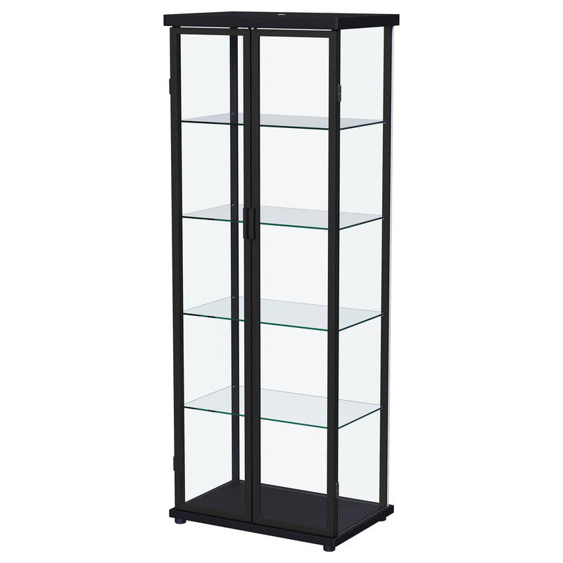 Carrillo LED 4-Shelf Glass Curio Display Cabinet Black - detail 7