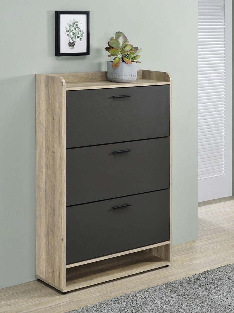 Denia 3-tier Engineered Wood Shoe Cabinet Grey_x000D_