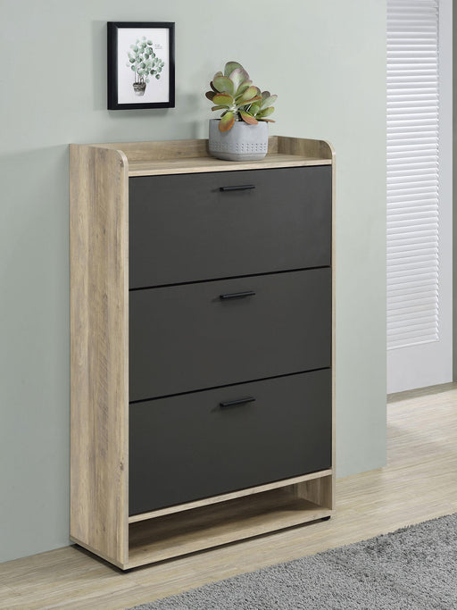 Denia 3-tier Engineered Wood Shoe Cabinet Grey_x000D_