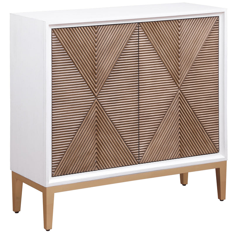 Gretchen 2-door Wood Fluted Parquet Cabinet White and
