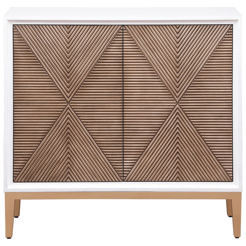 Gretchen 2-door Wood Fluted Parquet Cabinet White and
