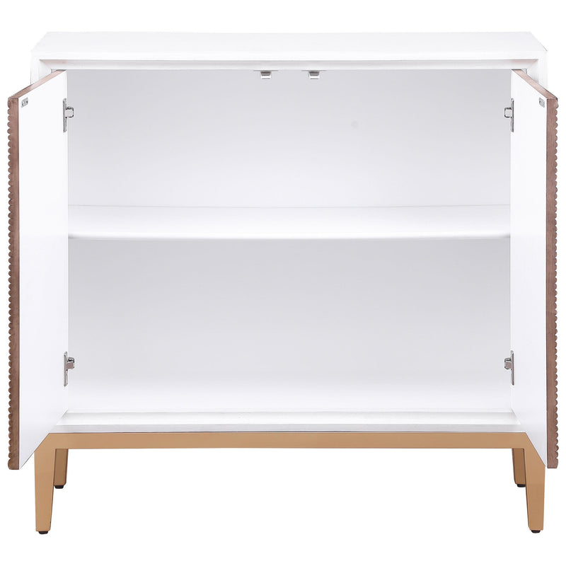 Gretchen 2-door Wood Fluted Parquet Cabinet White and