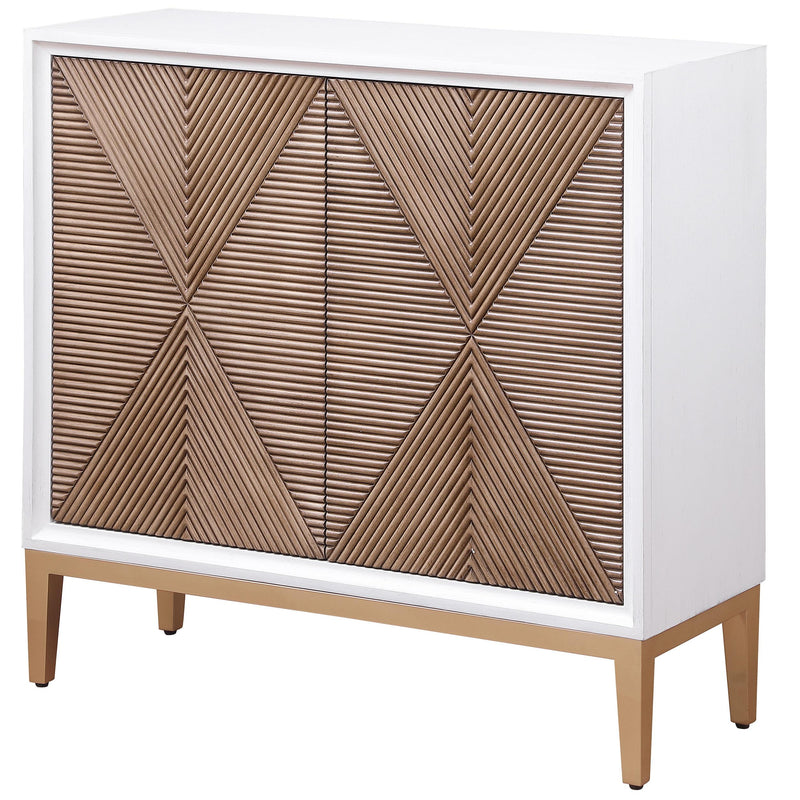 Gretchen 2-door Wood Fluted Parquet Cabinet White and