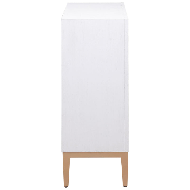 Gretchen 2-door Wood Fluted Parquet Cabinet White and