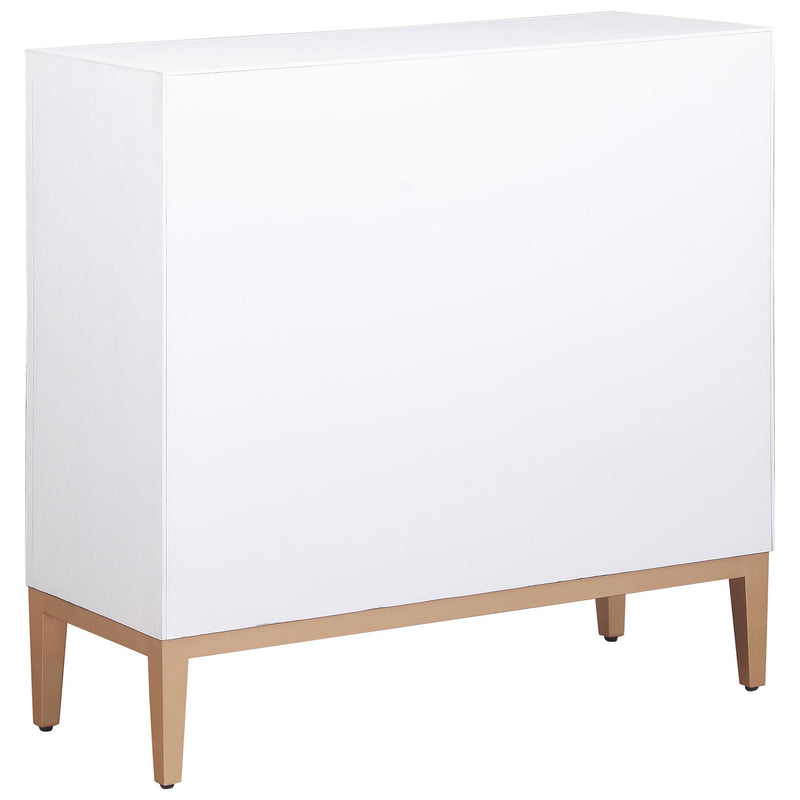 Gretchen 2-door Wood Fluted Parquet Cabinet White and