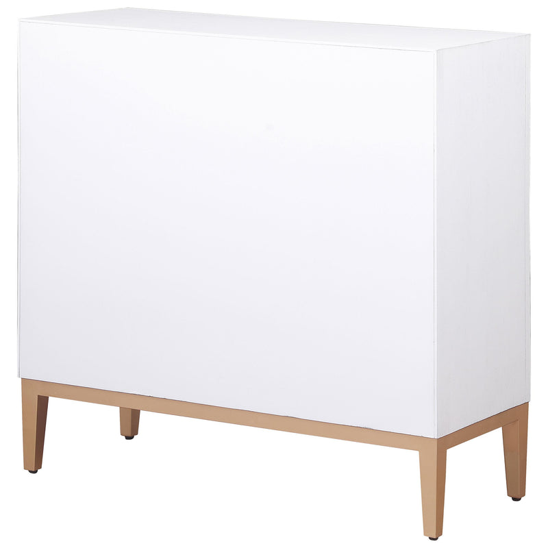 Gretchen 2-door Wood Fluted Parquet Cabinet White and