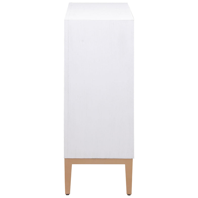 Gretchen 2-door Wood Fluted Parquet Cabinet White and