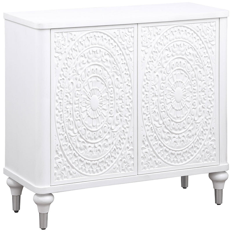 Cardella 2-door Mandala Accent Cabinet Distressed White - alternate view