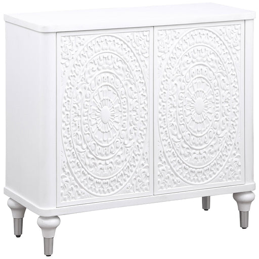 Cardella 2-door Mandala Accent Cabinet Distressed White - alternate view