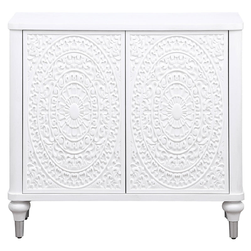 Cardella 2-door Mandala Accent Cabinet Distressed White - detail 3