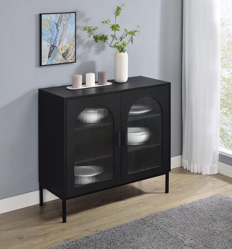 Jess 2-door Arched Fluted Glass Accent Cabinet