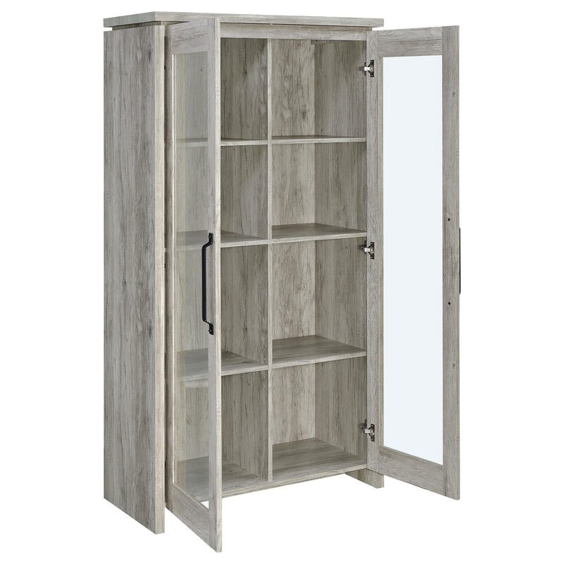 Alejo 2-door Engineered Wood Tall Cabinet Grey Driftwood - detail 3
