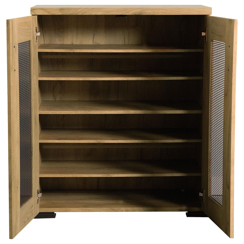 Bristol 6-shelf Engineered Wood Shoe Cabinet Golden Oak - detail 4