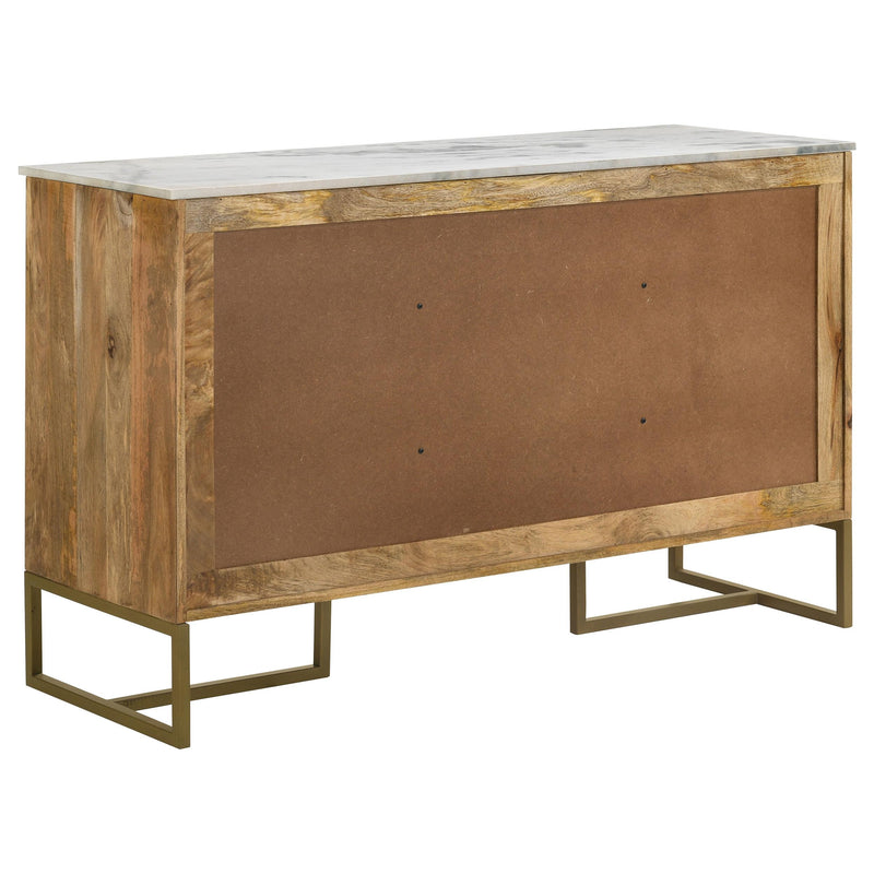 Keaton 3-door Marble Top Herringbone Accent Cabinet