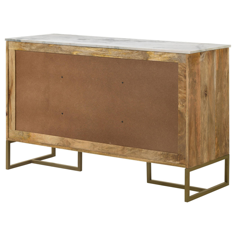 Keaton 3-door Marble Top Herringbone Accent Cabinet
