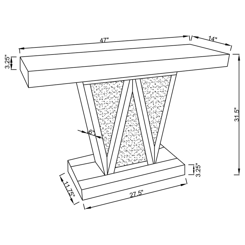 Crocus Rectangular Mirrored Entryway Console Table