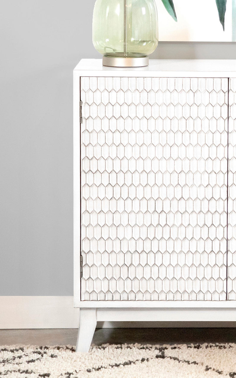 Gambon 2-door Wood Honeycomb Pattern Accent Cabinet
