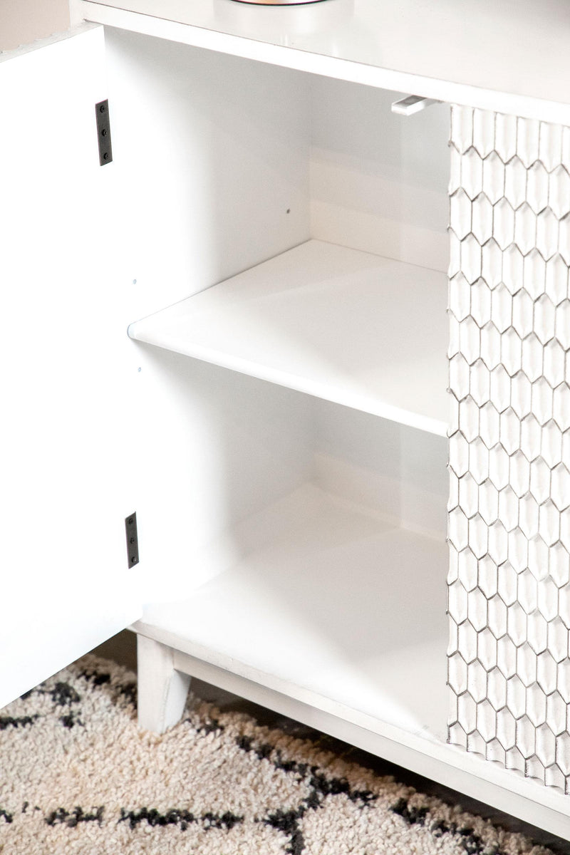 Gambon 2-door Wood Honeycomb Pattern Accent Cabinet