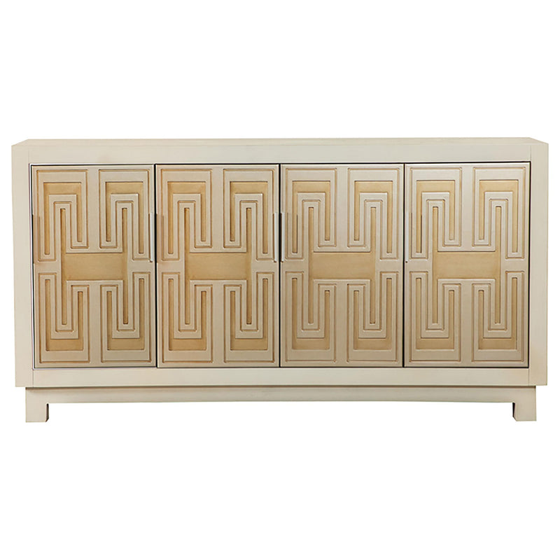 Voula 4-door Wood Accent Storage Cabinet White and