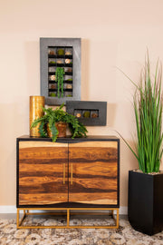 Zara 2-door 40-inch Wood Accent Storage Cabinet Black Walnut