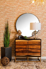 Zara 2-door 40-inch Wood Accent Storage Cabinet Black Walnut - detail 6