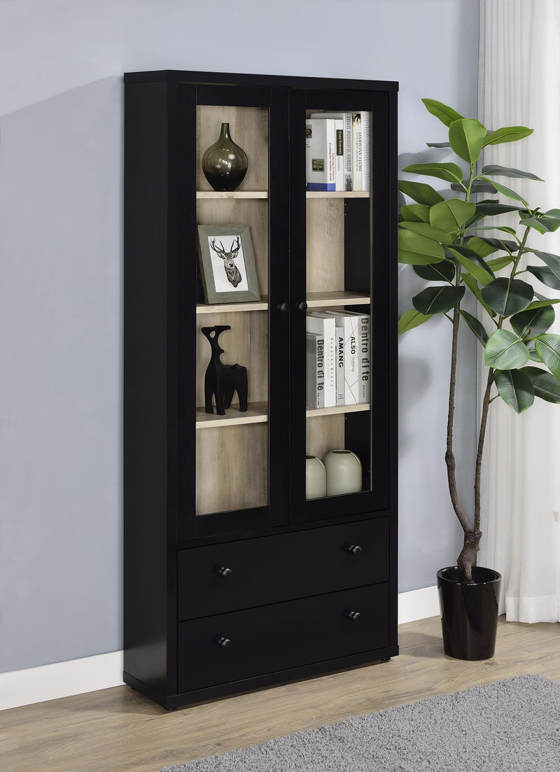 Hawthorne 4-shelf Glass Door Cabinet with Drawers