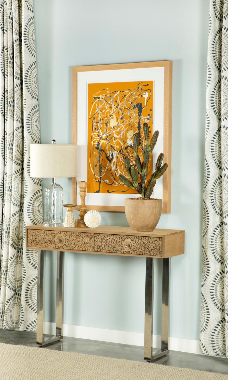 Draco 2-drawer Console Table Hand Carved Details