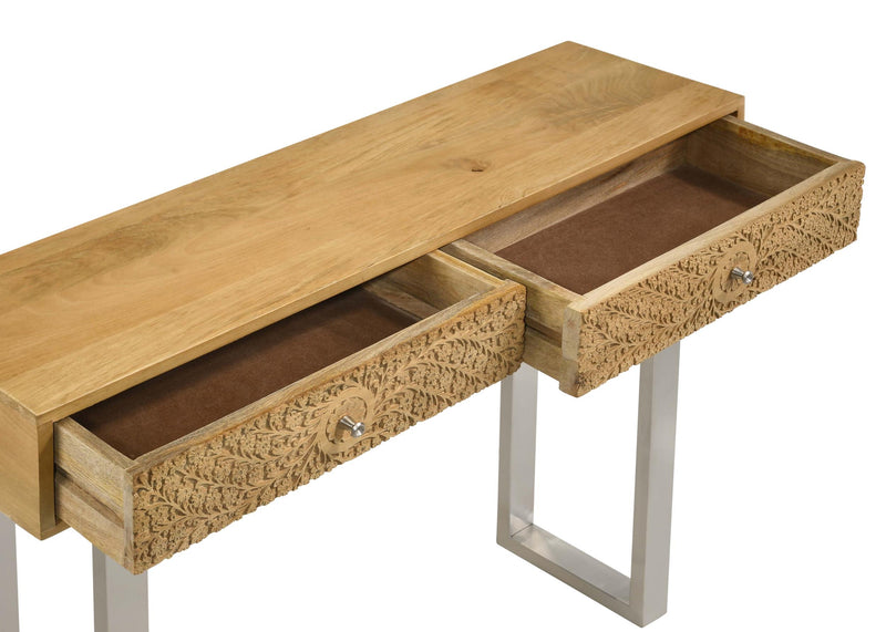 Draco 2-drawer Console Table Hand Carved Details