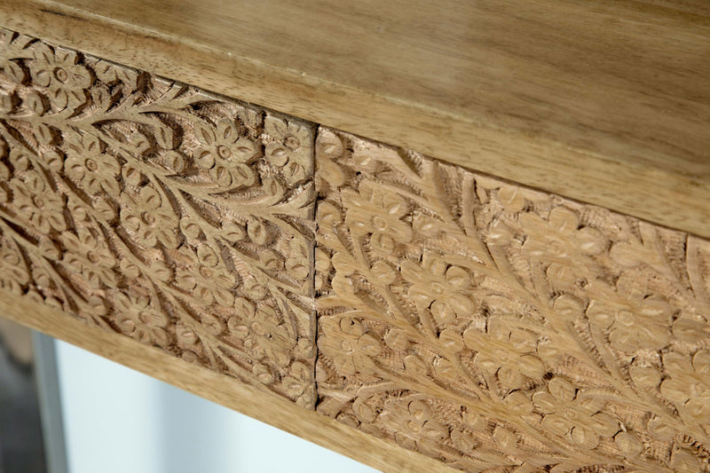 Draco 2-drawer Console Table Hand Carved Details