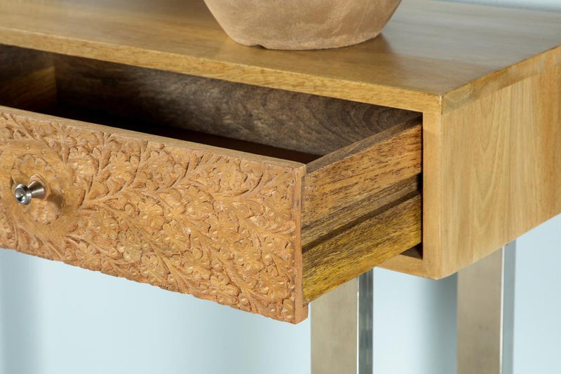 Draco 2-drawer Console Table Hand Carved Details