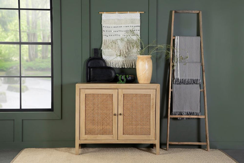 Zamora 2-door Wood Accent Cabinet with Woven Cane