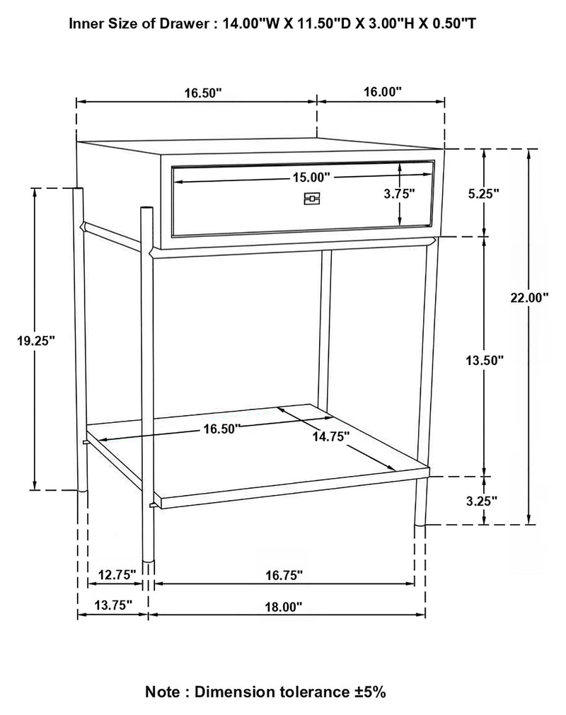 Declan 1-drawer Wood Accent Side Table