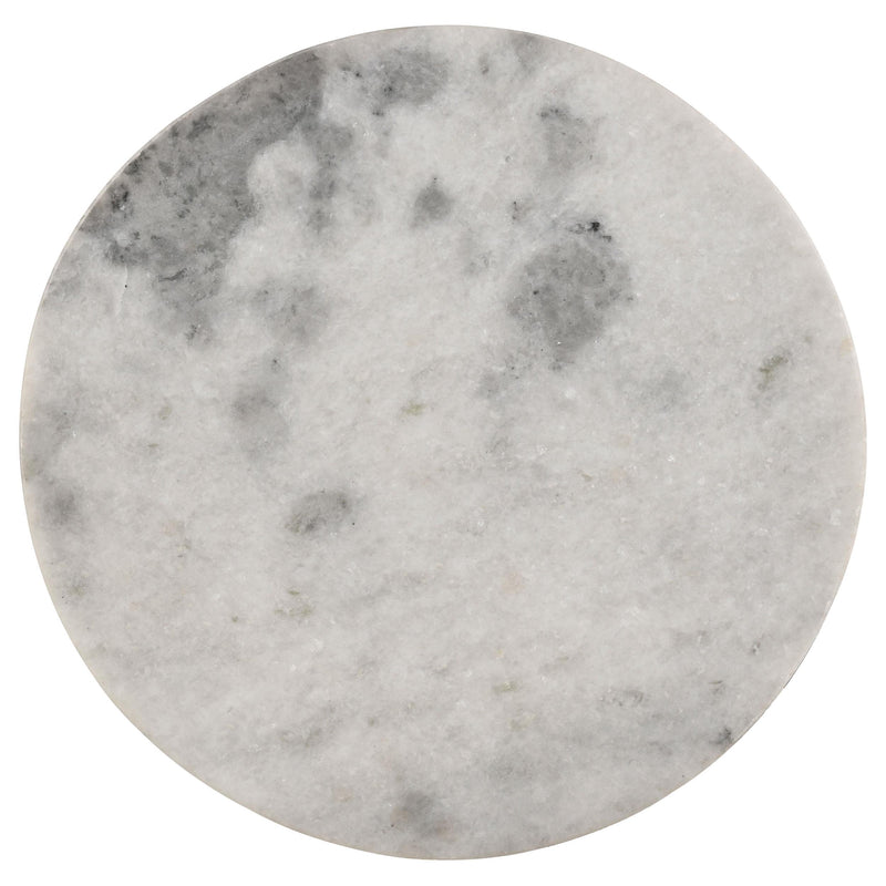 Malthe Round Marble Top Accent Side White and Antique