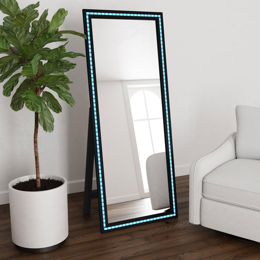 Windrose 28 x 67 Inch Tempered LED Standing Mirror Black - alternate view