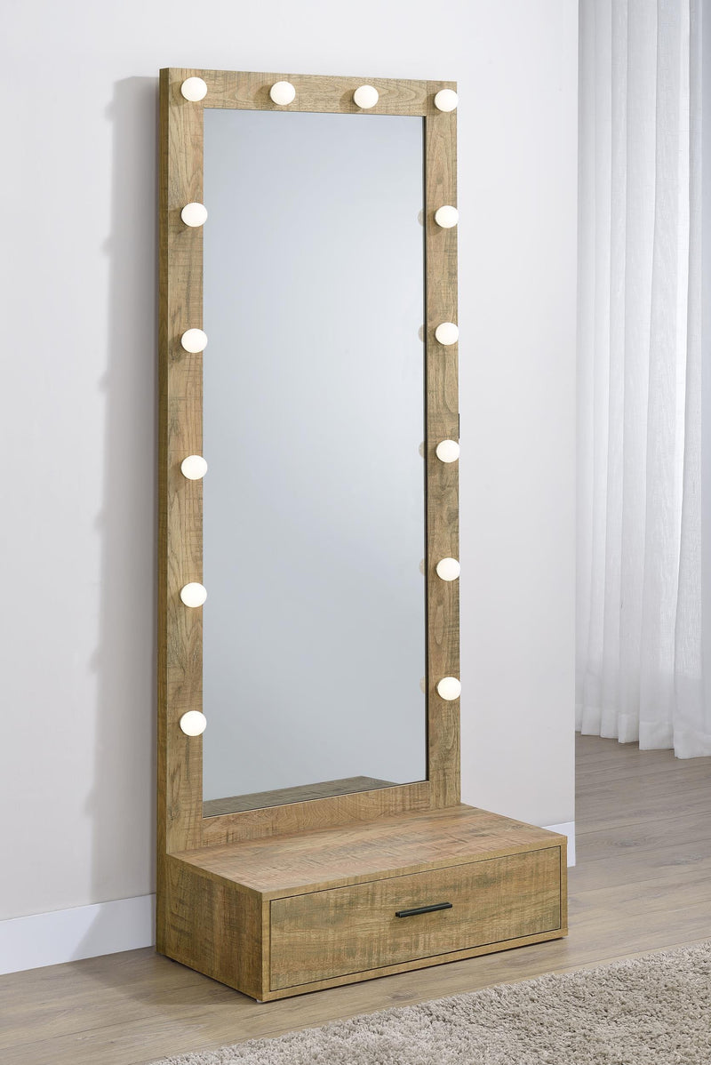 Spector 1-drawer Lighted Full-Length Floor Mirror Mango - detail 4