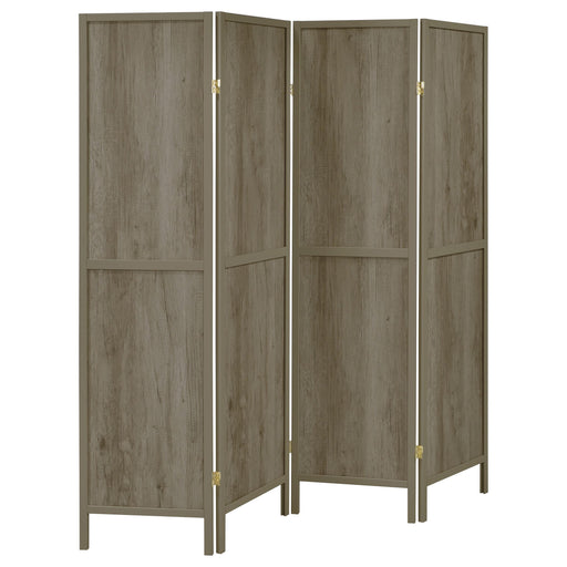 Deepika 4-Panel Room Divider Folding Screen Grey Driftwood - alternate view