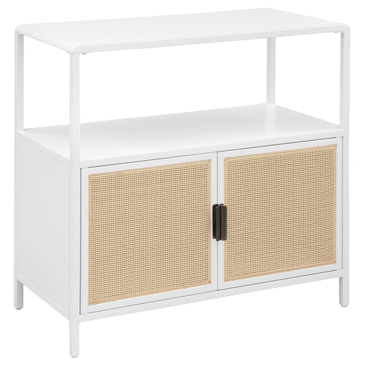Amherst 2-door Radio Weave Cane Metal Accent Cabinet White - alternate view