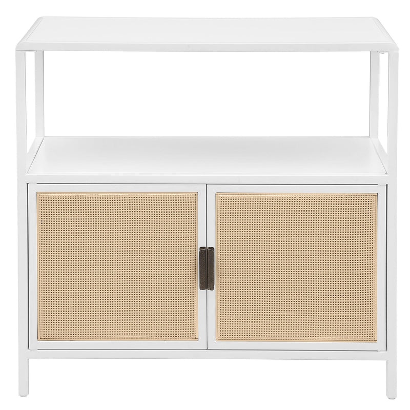 Amherst 2-door Radio Weave Cane Metal Accent Cabinet White - detail 3