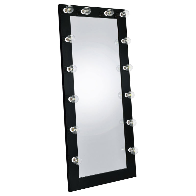 Zayan 32 x 71 Inch Floor Mirror LED Lighting Black Gloss - alternate view