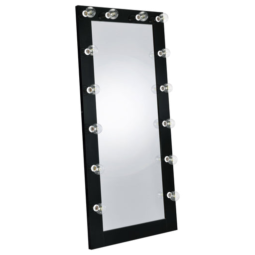 Zayan 32 x 71 Inch Floor Mirror LED Lighting Black Gloss - alternate view