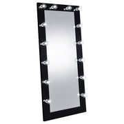 Zayan 32 x 71 Inch Floor Mirror LED Lighting Black Gloss - detail 3