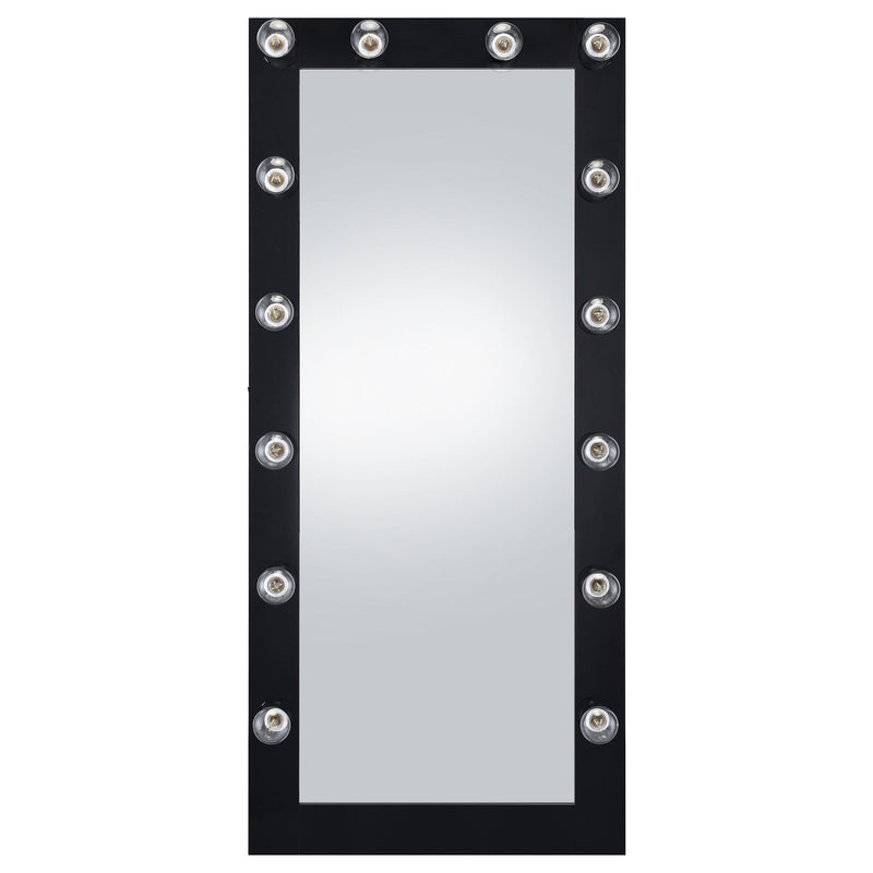 Zayan 32 x 71 Inch Floor Mirror LED Lighting Black Gloss - detail 4