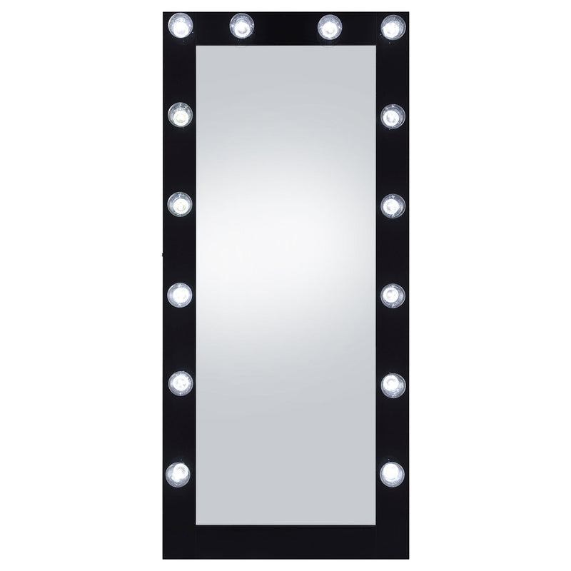 Zayan 32 x 71 Inch Floor Mirror LED Lighting Black Gloss - detail 5